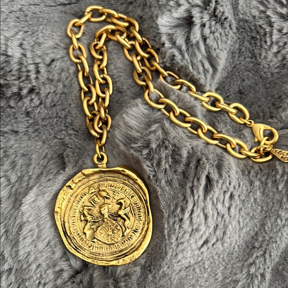 Yochi Gold Chain with Embossed Medallion